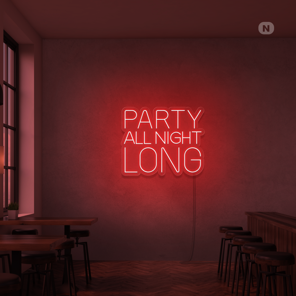 Insegna Al Neon Party All Night Long