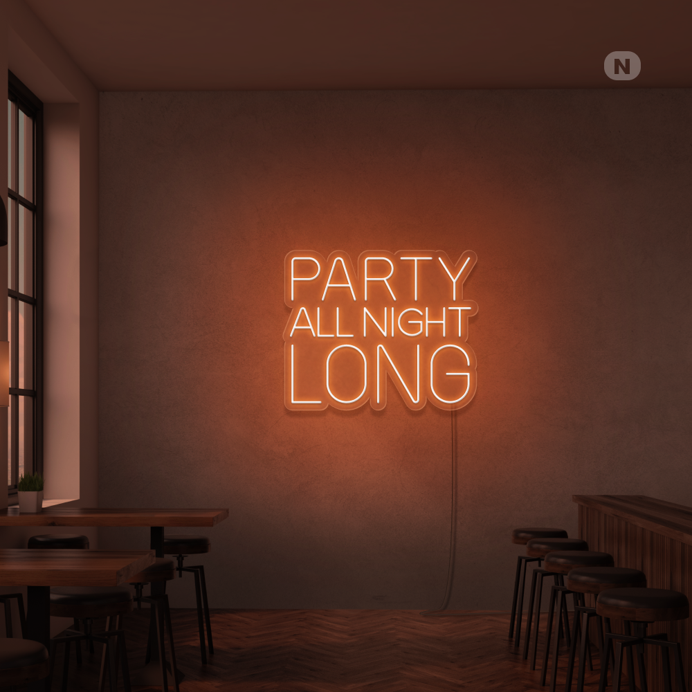 Insegna Al Neon Party All Night Long