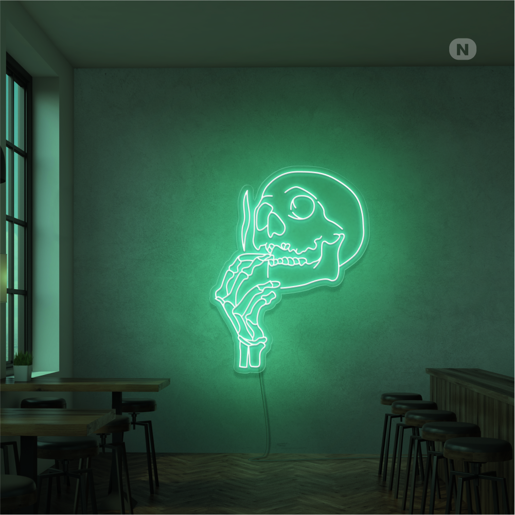 Insegna Al Neon Testa di teschio fumante