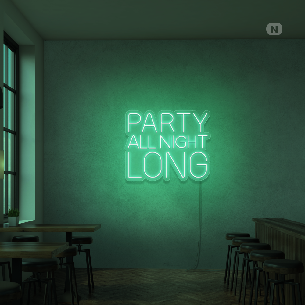 Insegna Al Neon Party All Night Long