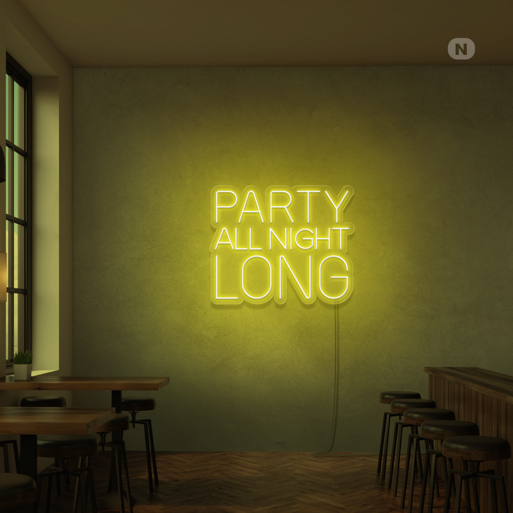 Insegna Al Neon Party All Night Long