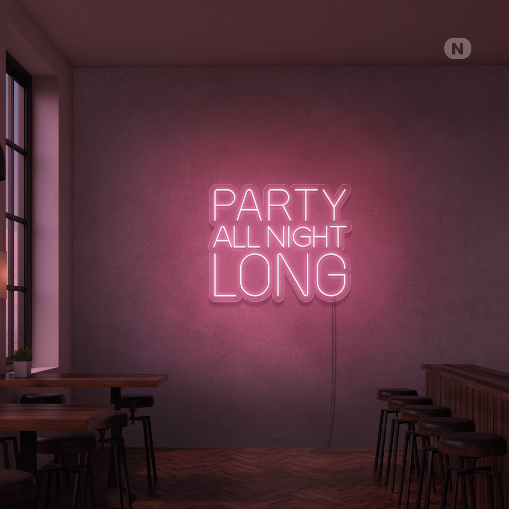 Insegna Al Neon Party All Night Long