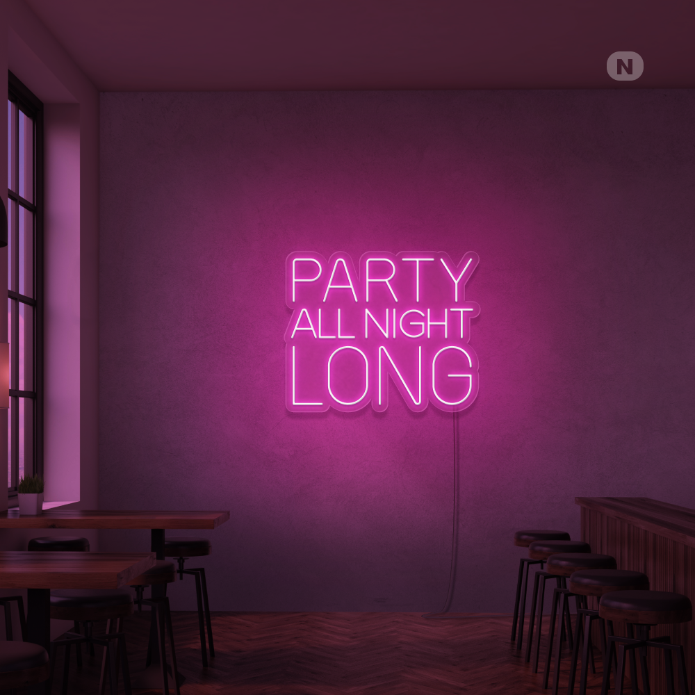 Insegna Al Neon Party All Night Long