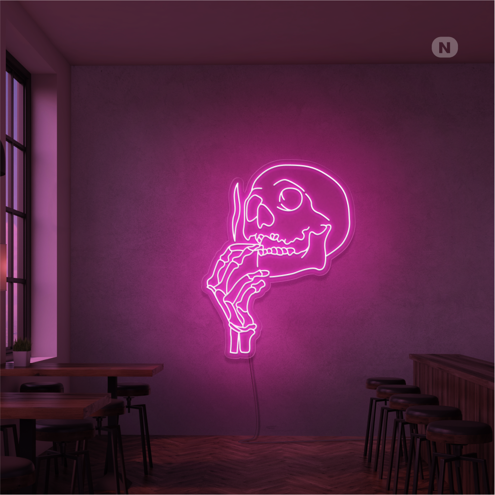 Insegna Al Neon Testa di teschio fumante
