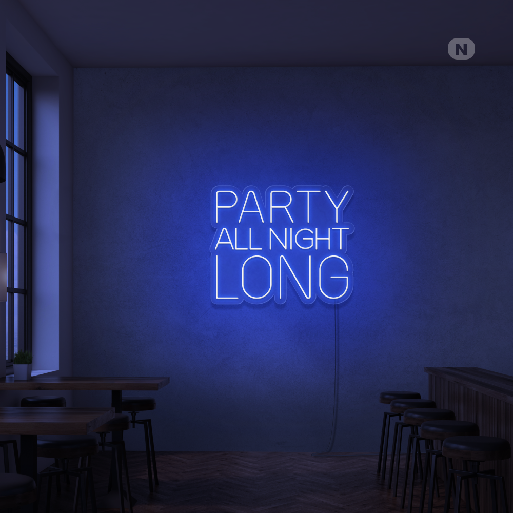 Insegna Al Neon Party All Night Long