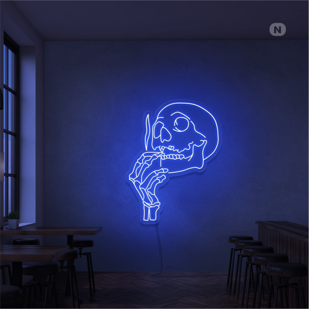 Insegna Al Neon Testa di teschio fumante