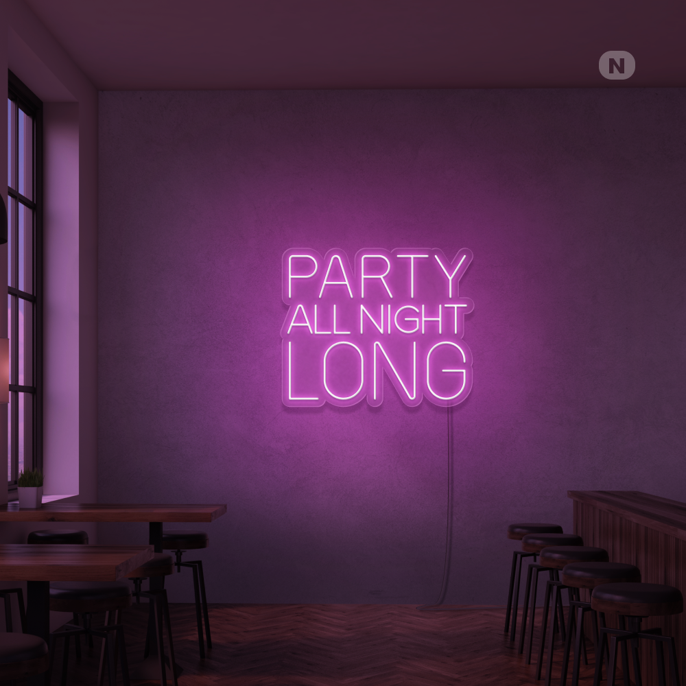 Insegna Al Neon Party All Night Long