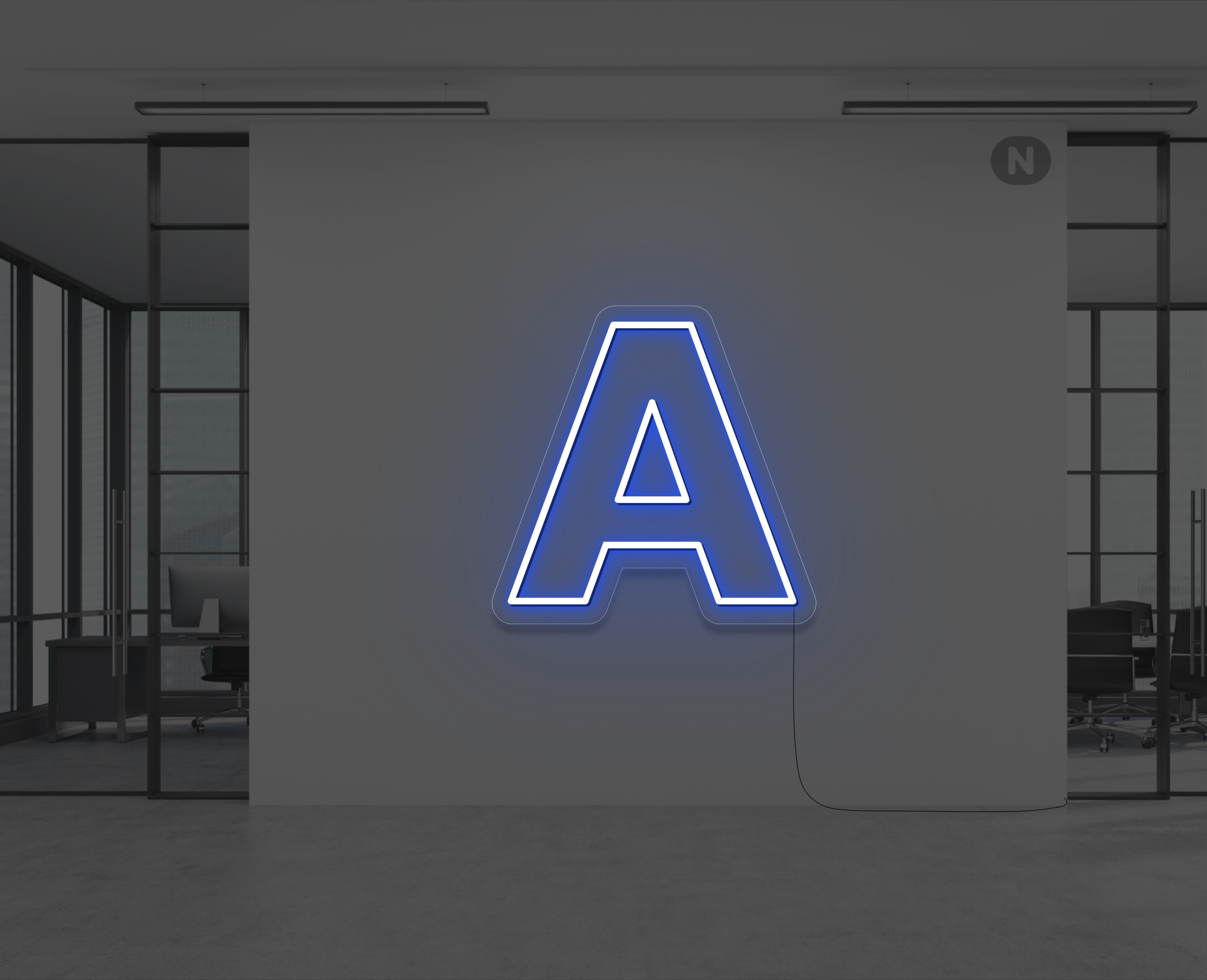 lettera-a-al-neon-blu