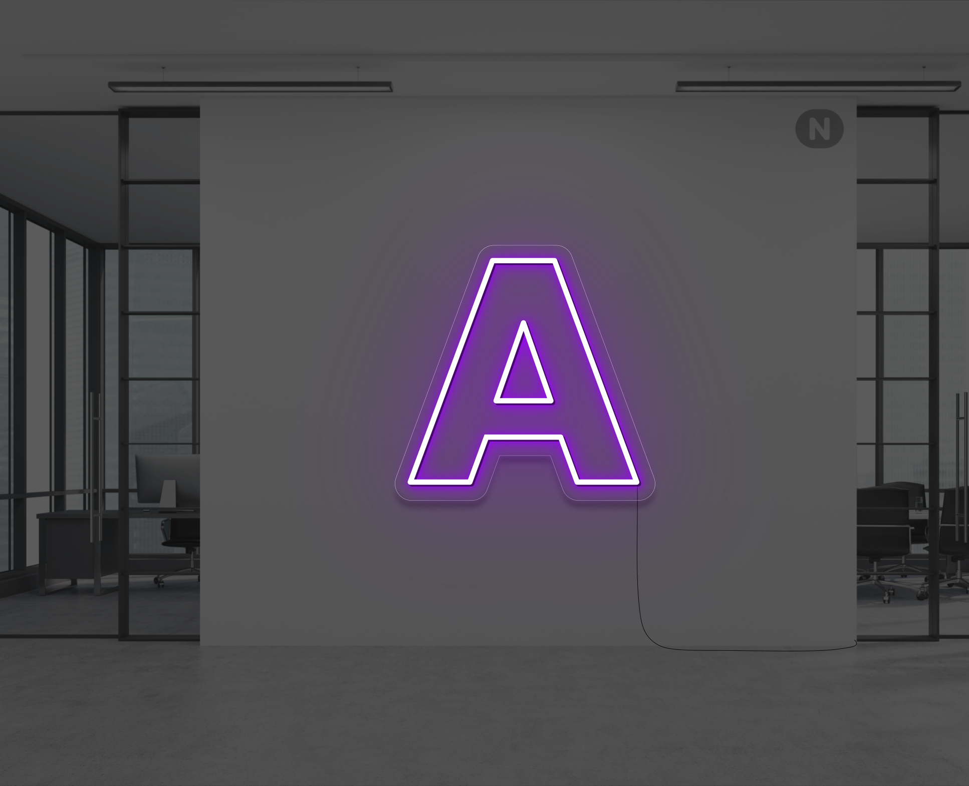 lettera-a-al-neon-viola
