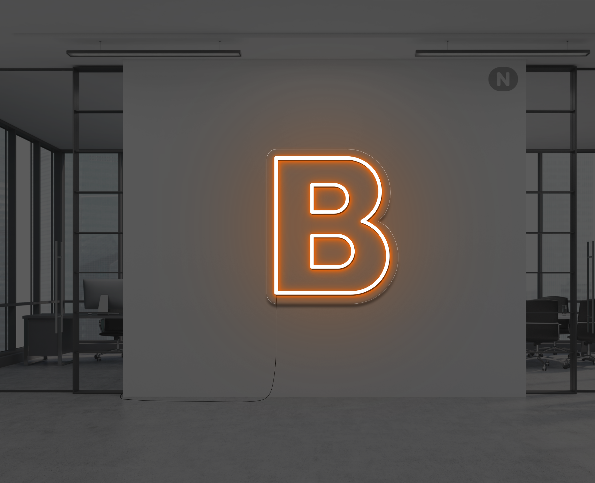 lettera-b-al-neon-arancio