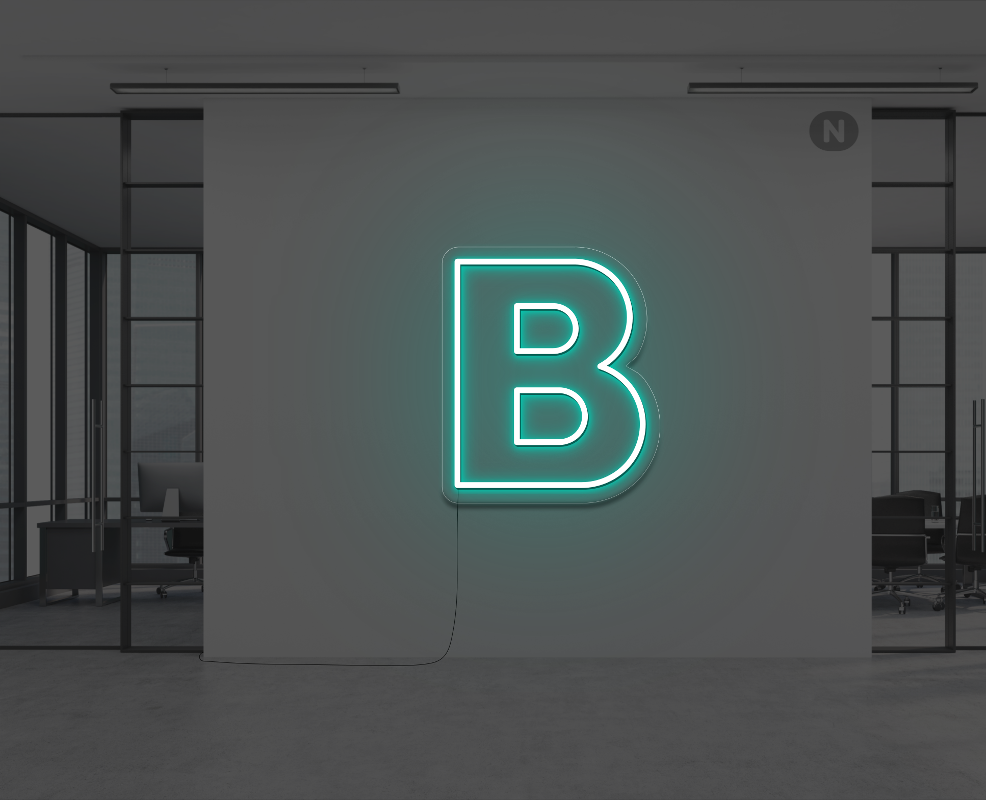 lettera-b-al-neon-turchese