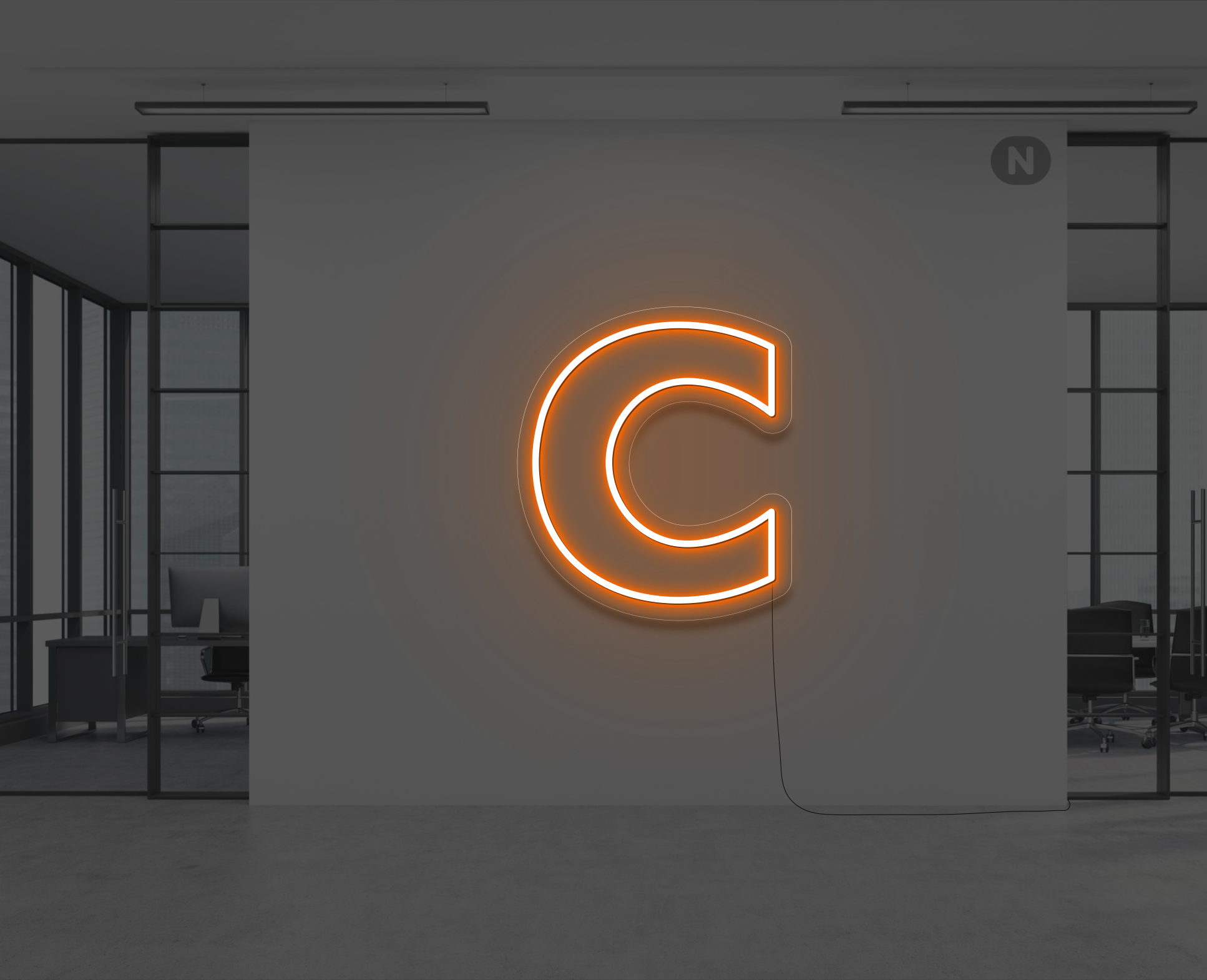 lettera-c-al-neon-arancio