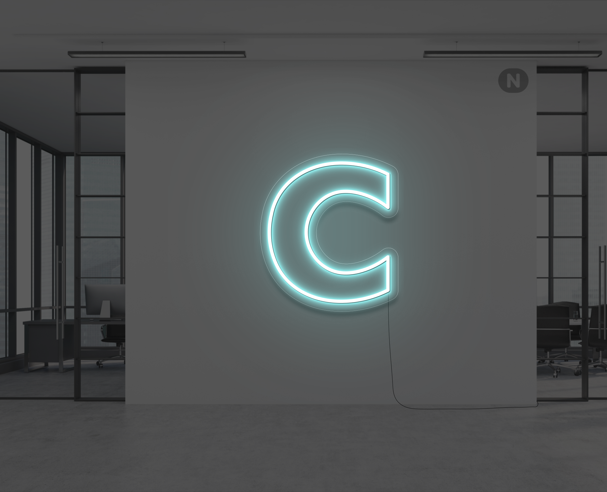 lettera-c-al-neon-blu-ghiaccio
