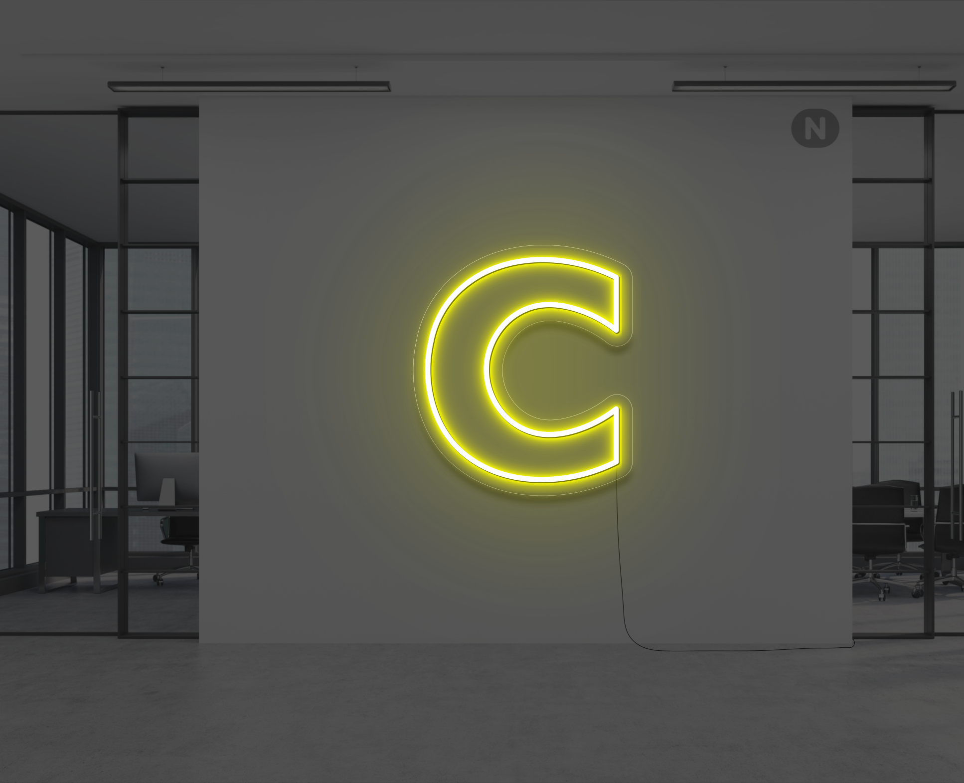 lettera-c-al-neon-giallo