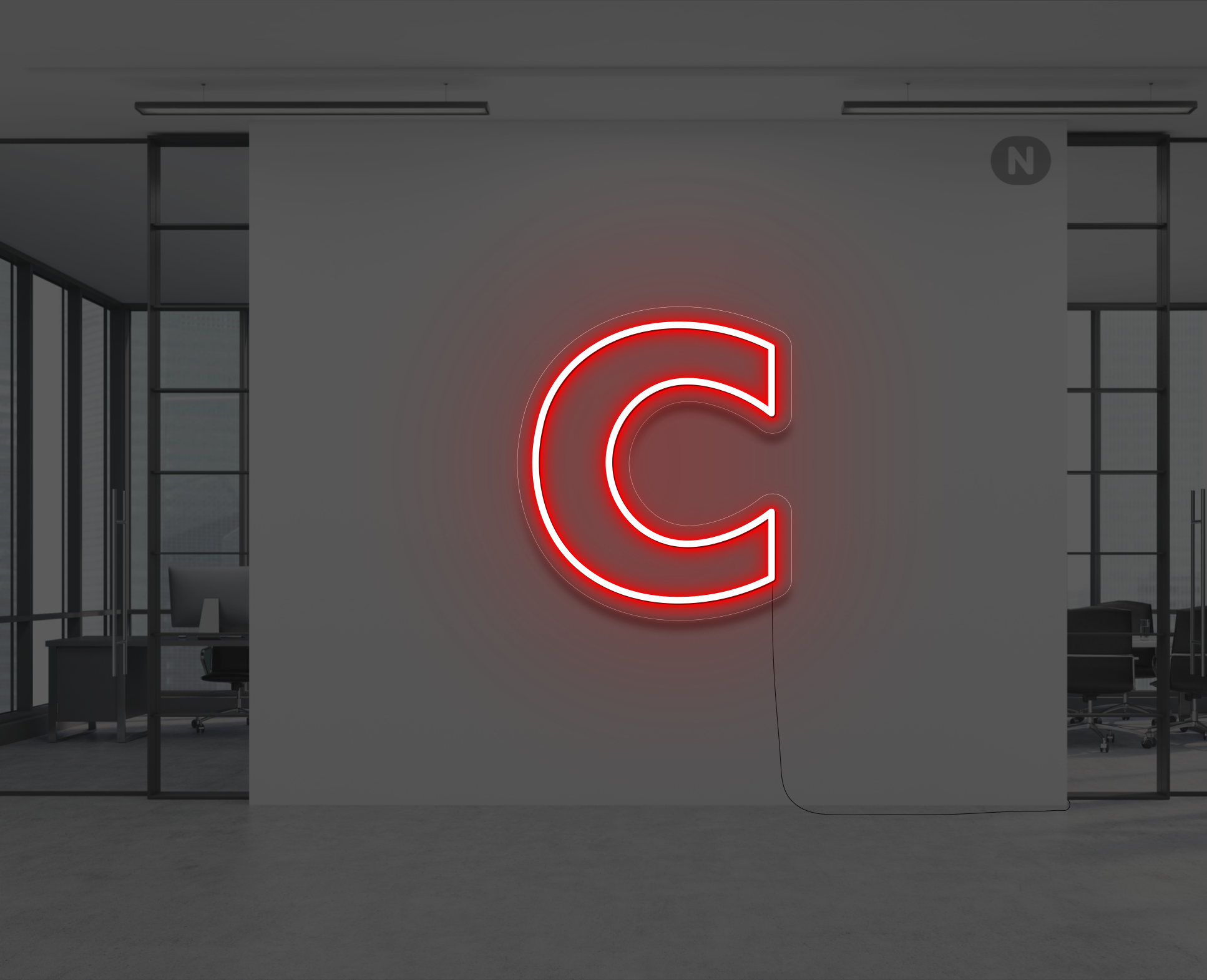 lettera-c-al-neon-rosso