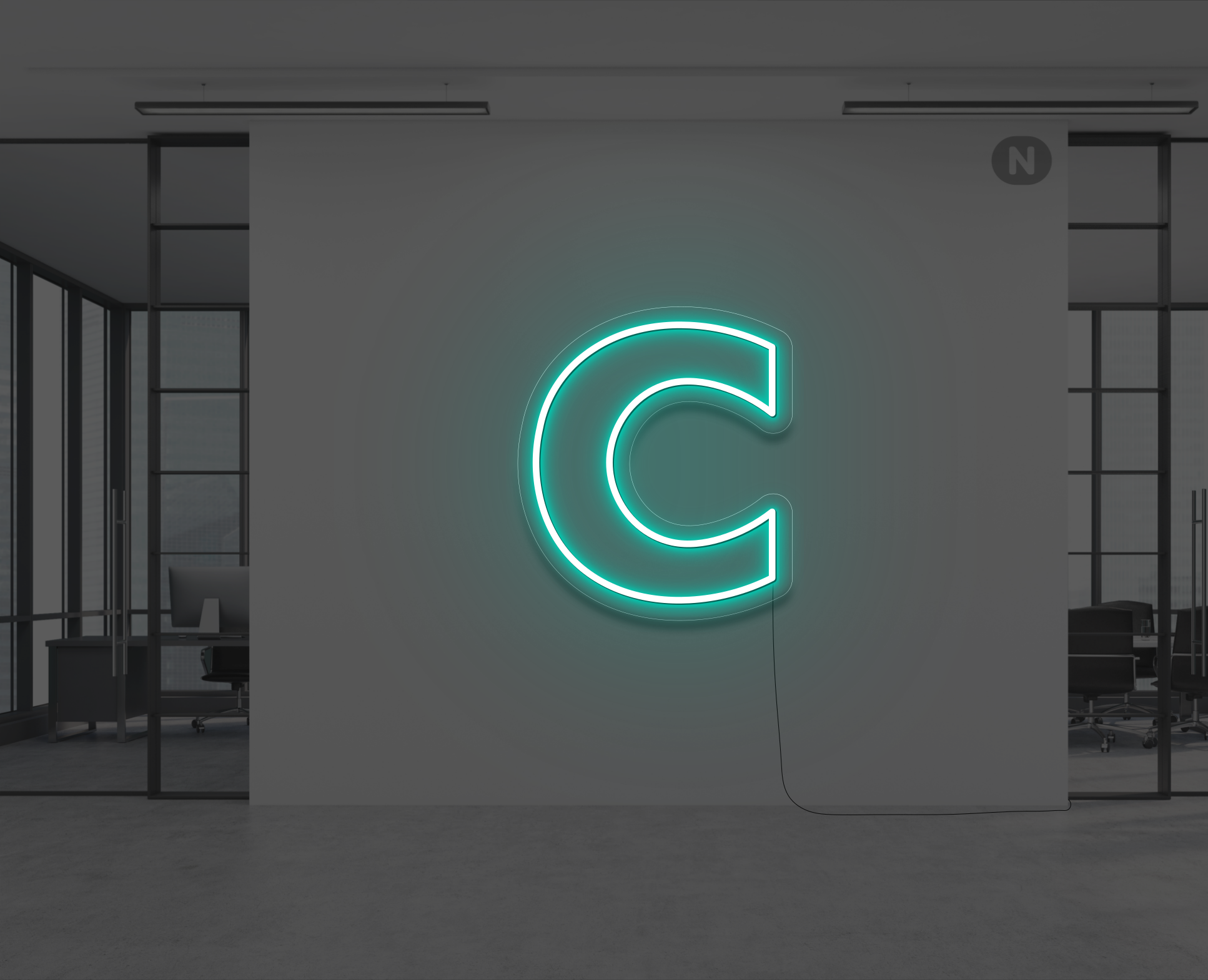 lettera-c-al-neon-turchese