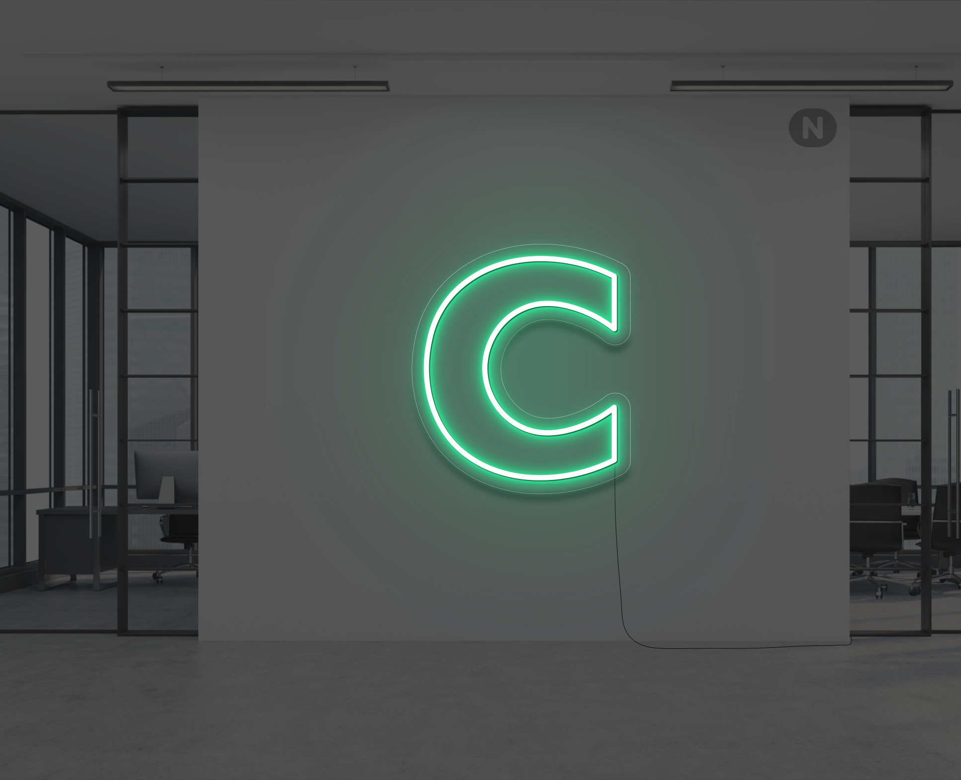 lettera-c-al-neon-verde