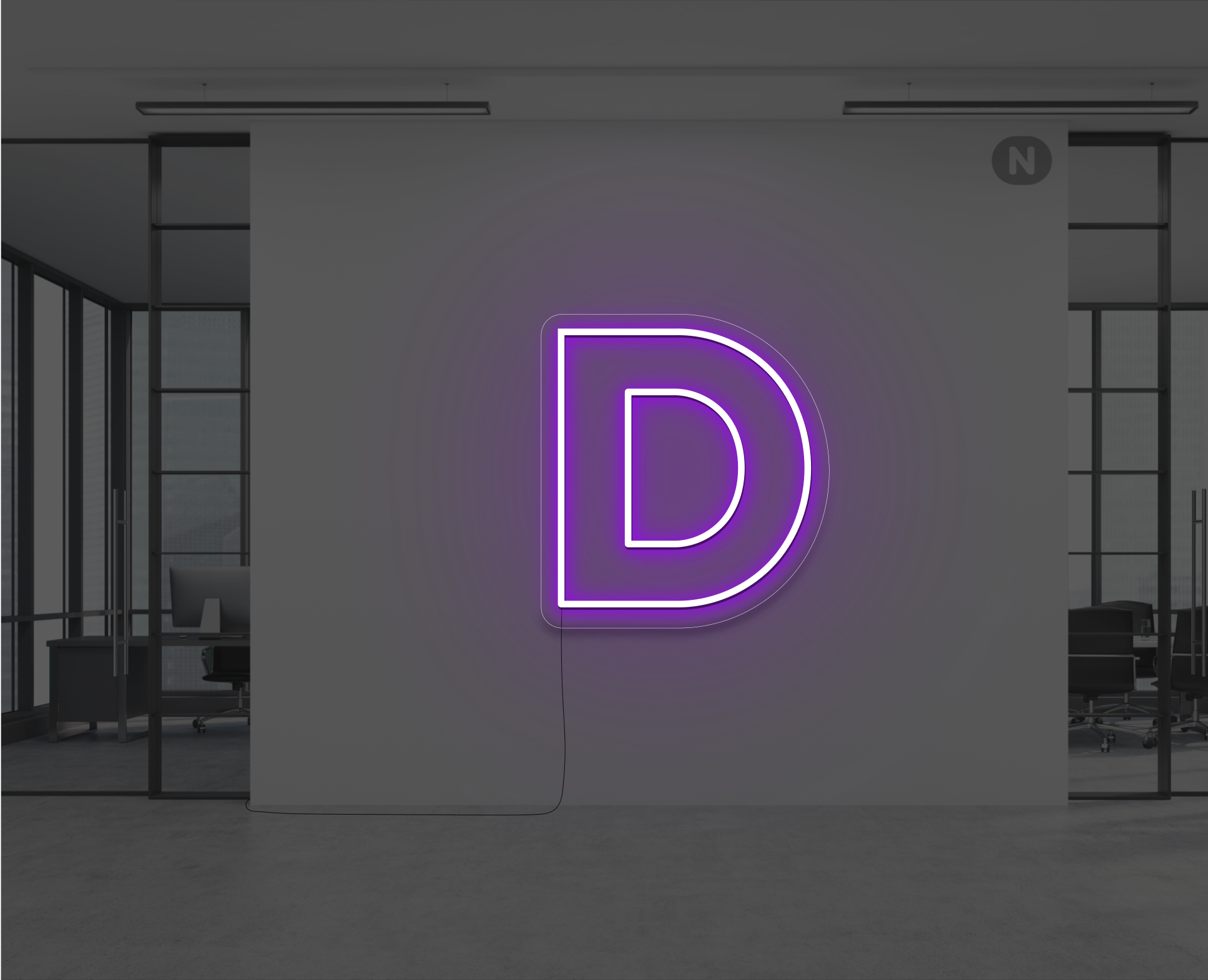 lettera-d-al-neon-viola