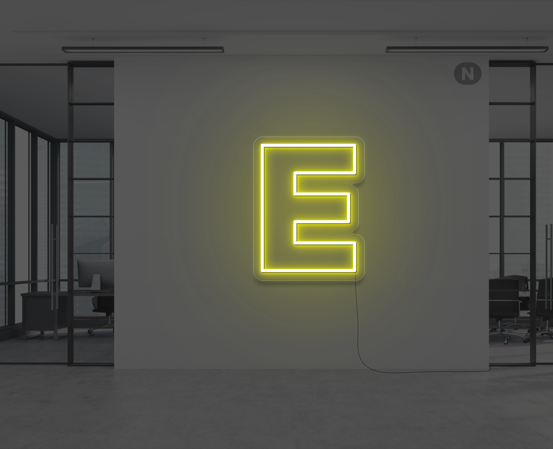 lettera-e-al-neon-giallo