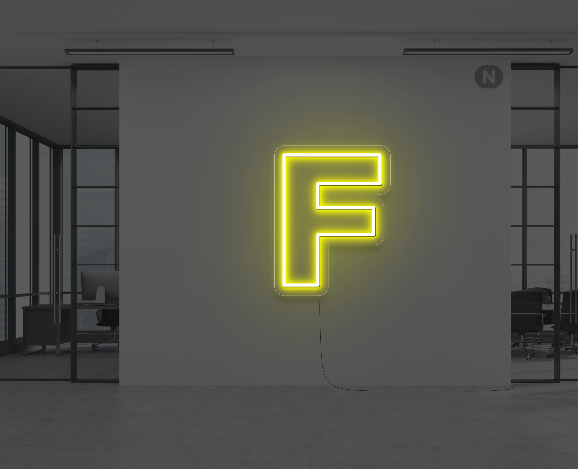 lettera-f-al-neon-giallo