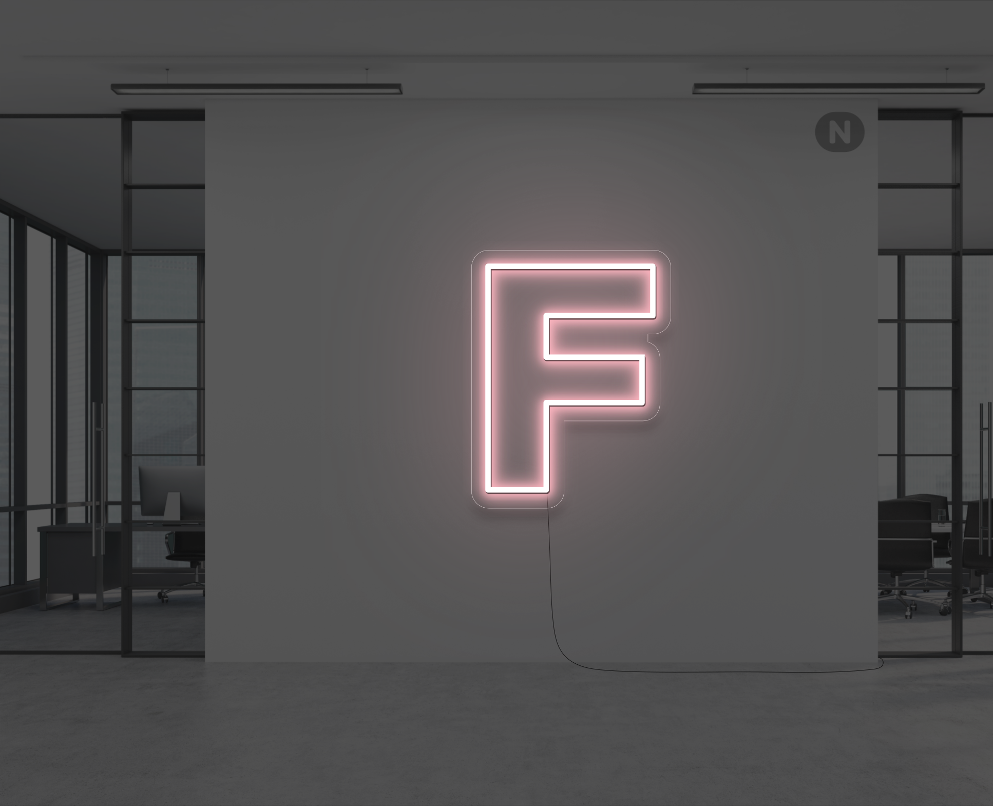 lettera-f-al-neon-rosa