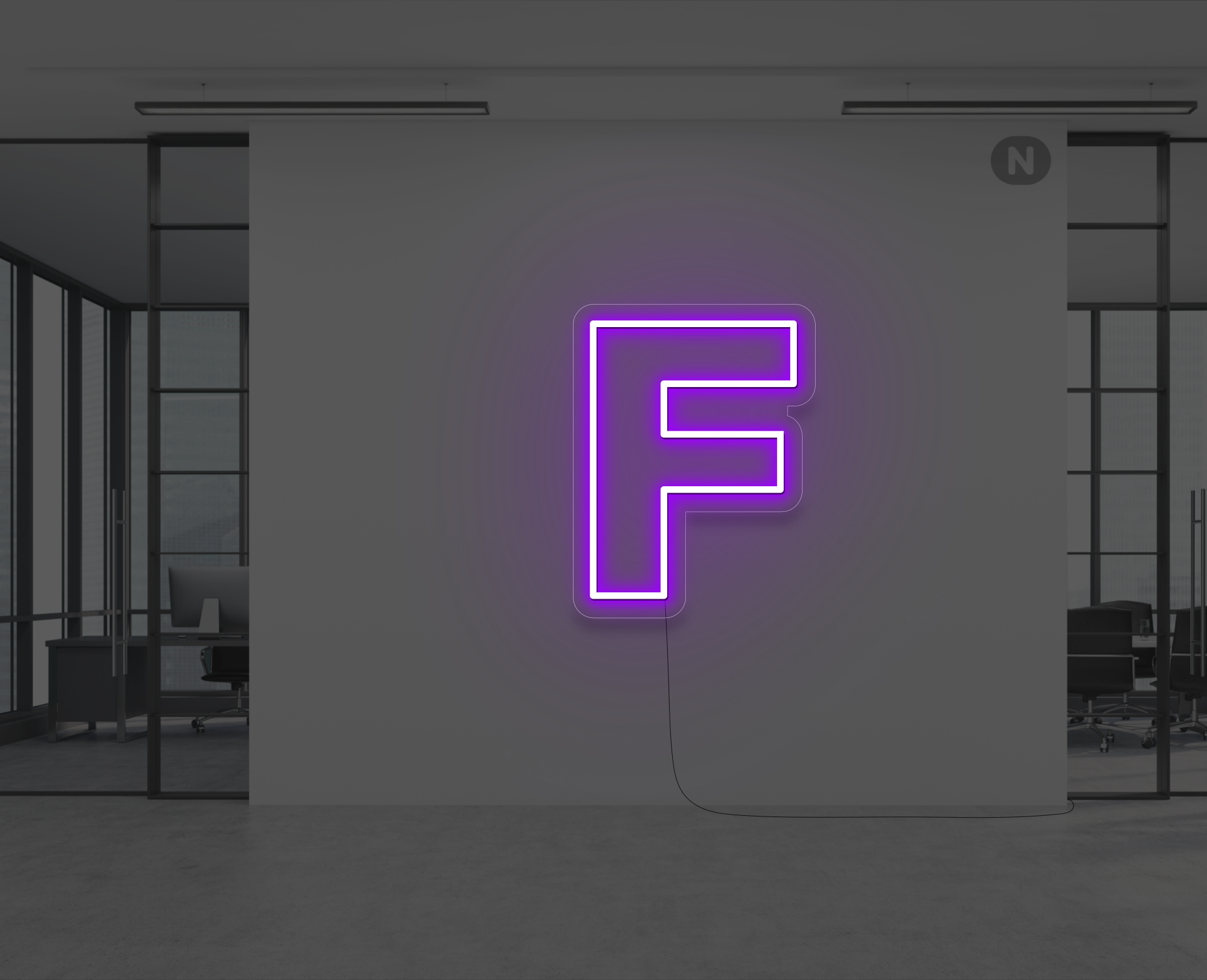 lettera-f-al-neon-viola