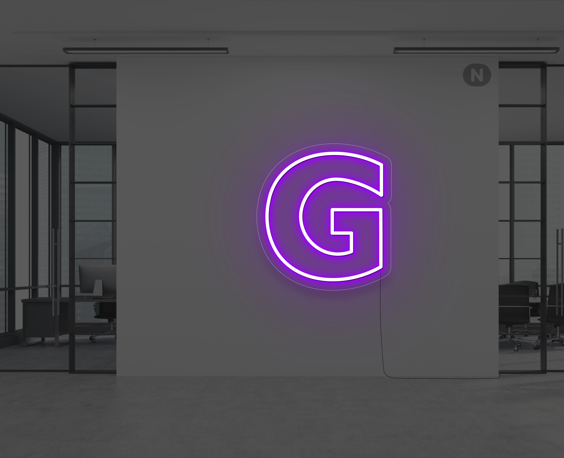 lettera-g-al-neon-viola