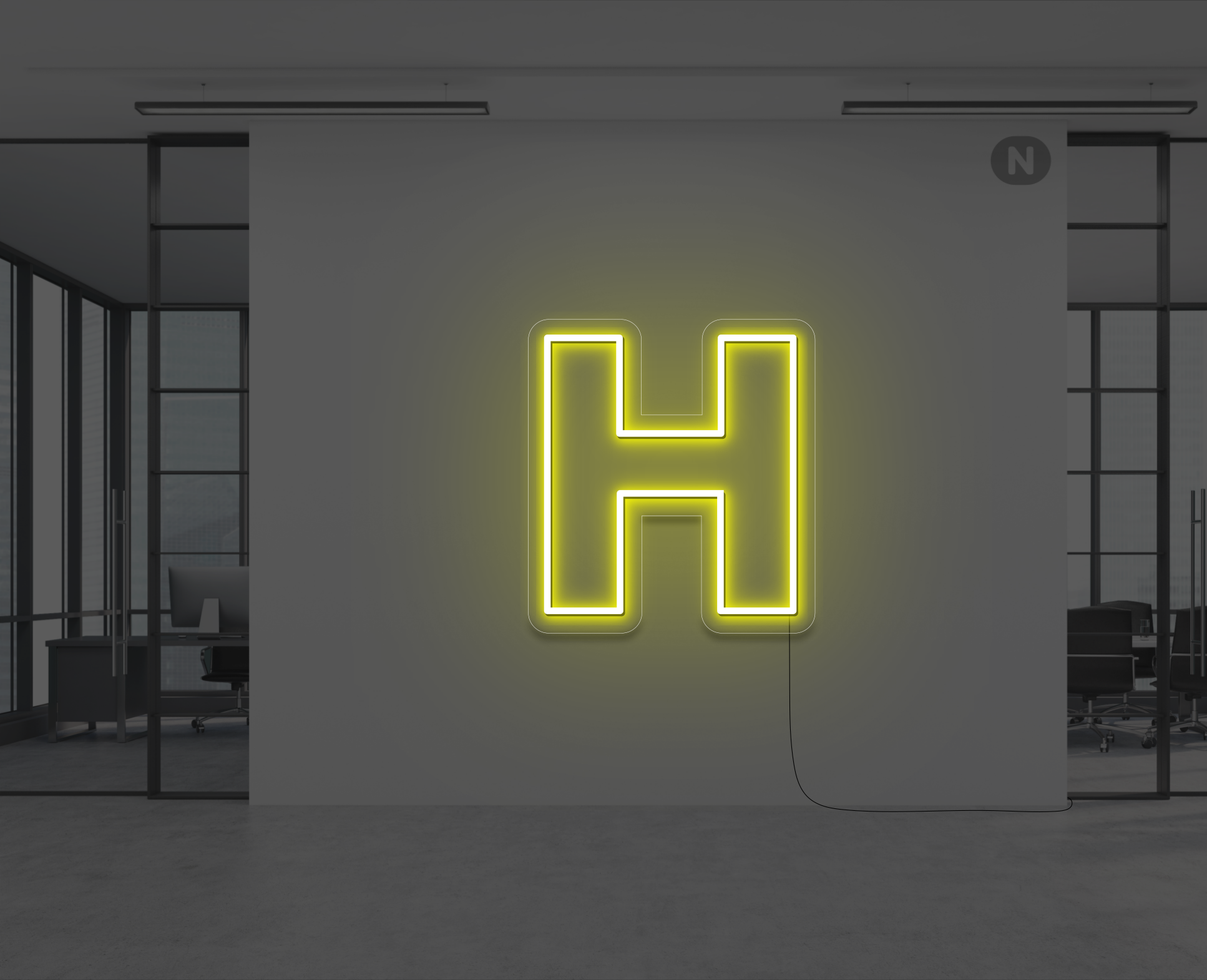 lettera-h-al-neon-giallo