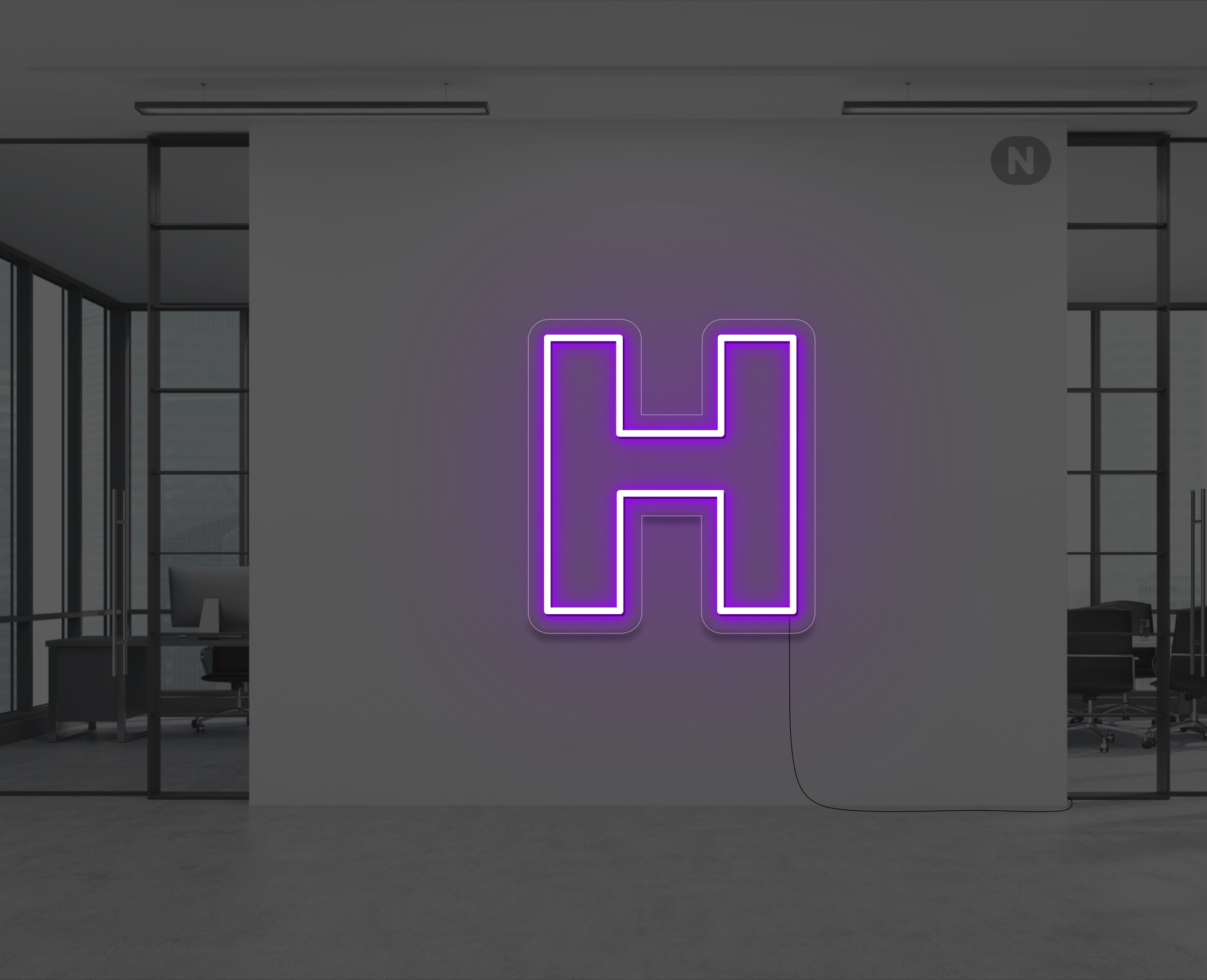 lettera-h-al-neon-viola