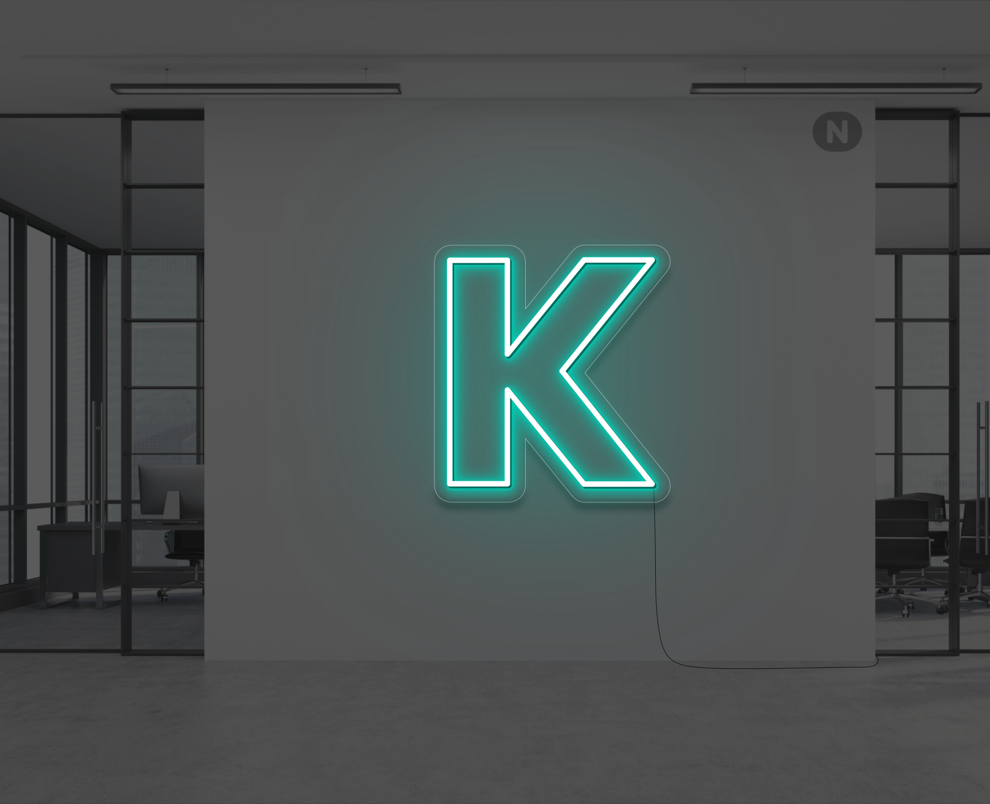 lettera-k-al-neon-turchese
