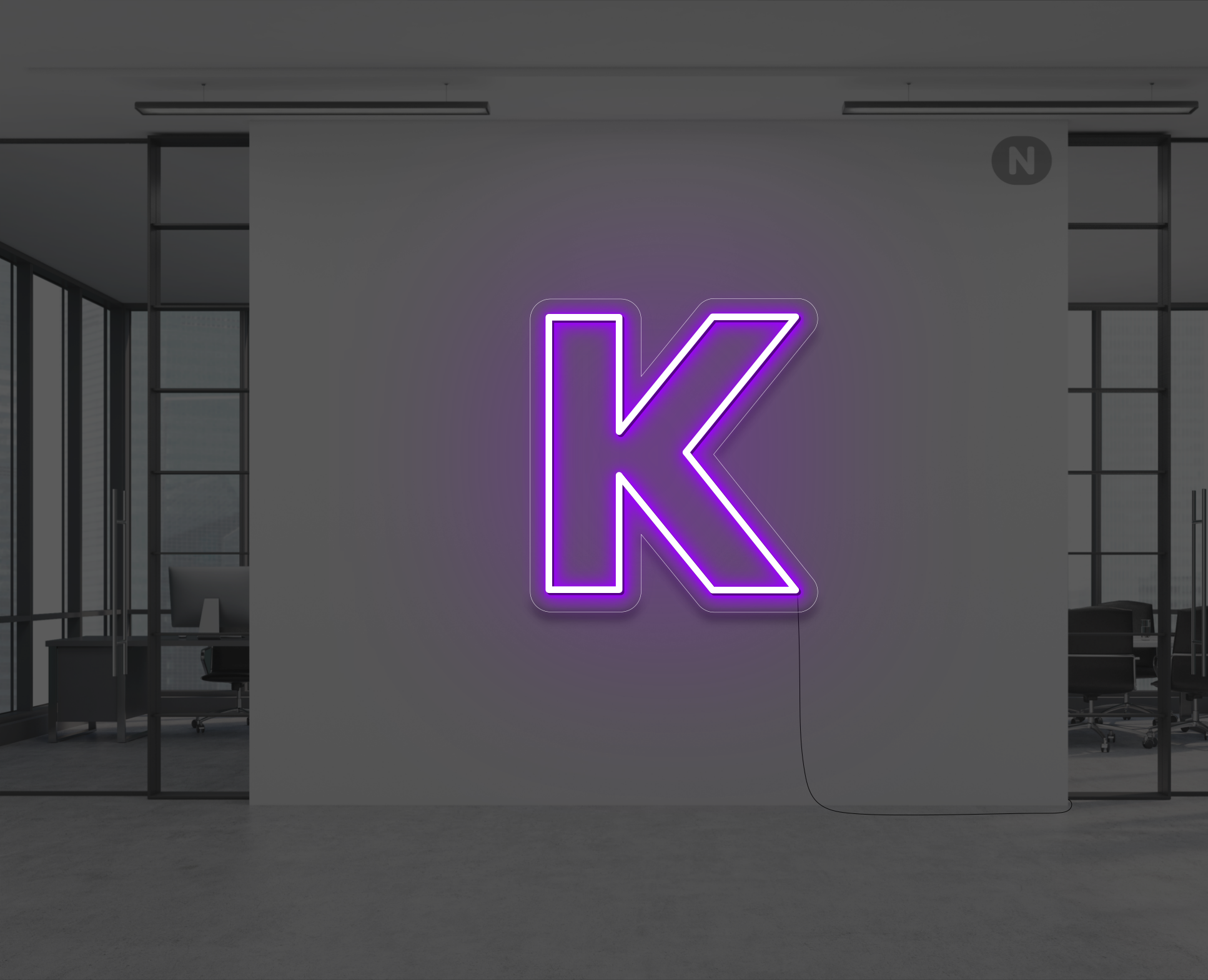 lettera-k-al-neon-viola