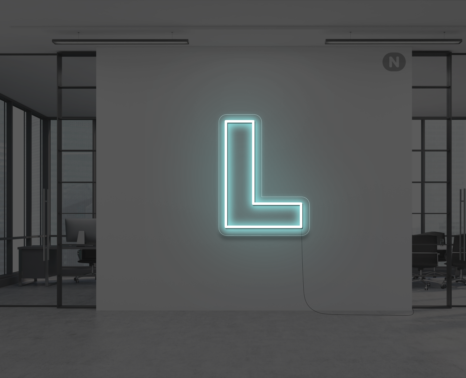 lettera-l-al-neon-blu-ghiaccio