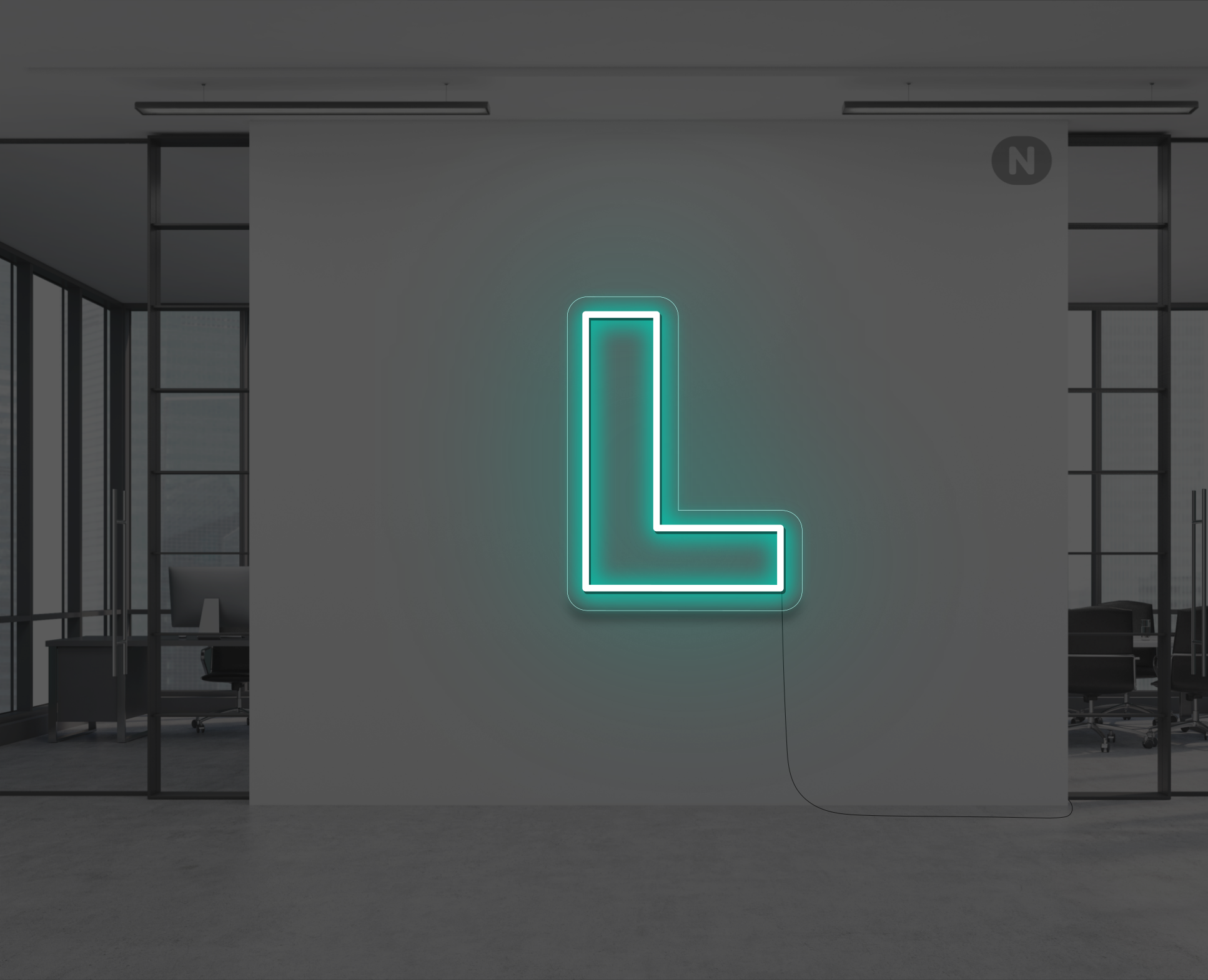 lettera-l-al-neon-turchese