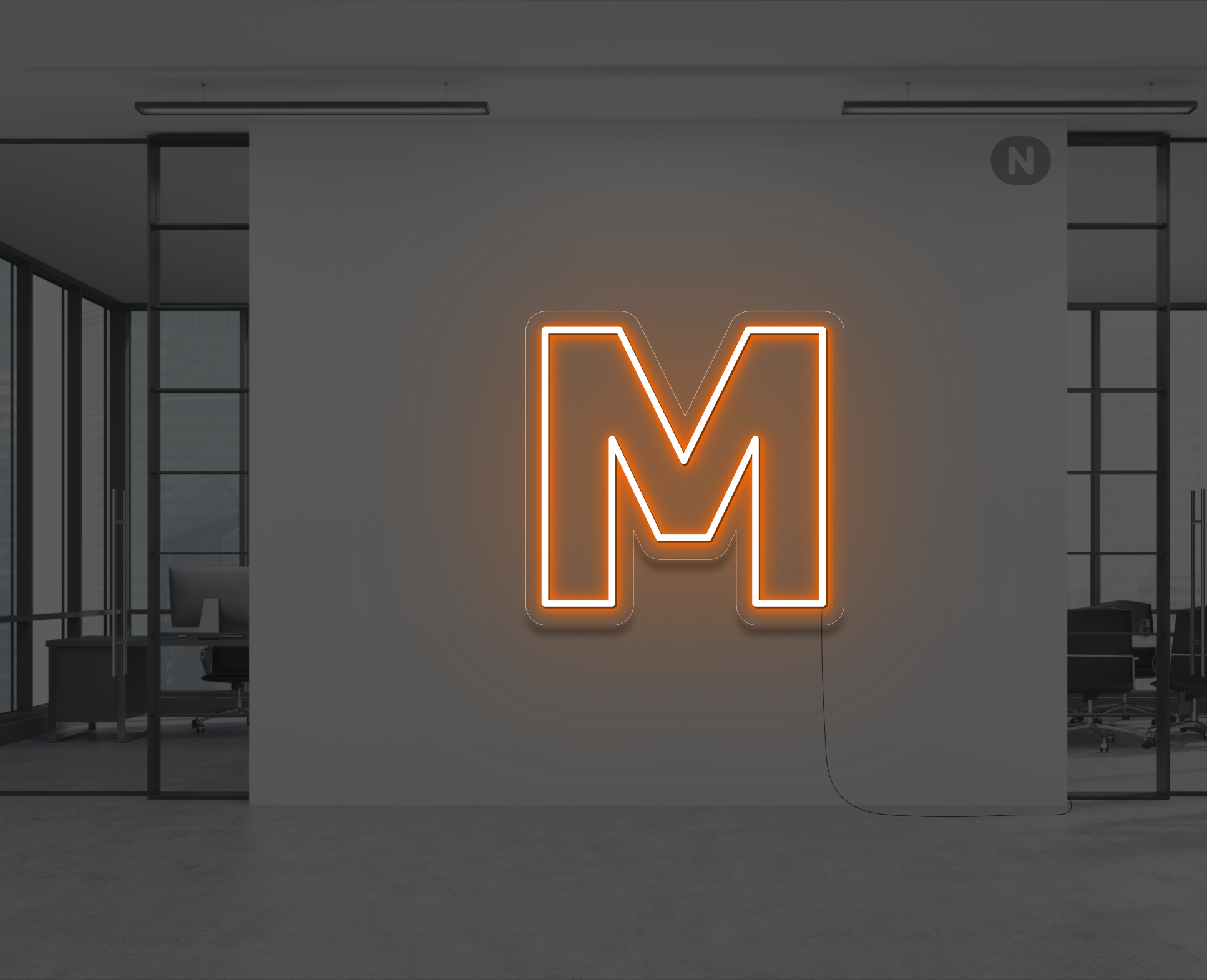 lettera-m-al-neon-arancio