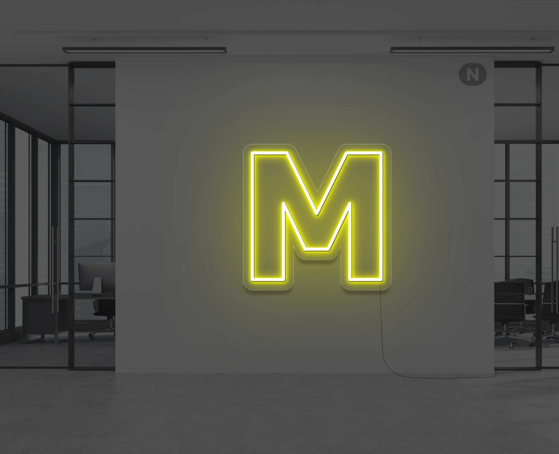 lettera-m-al-neon-giallo