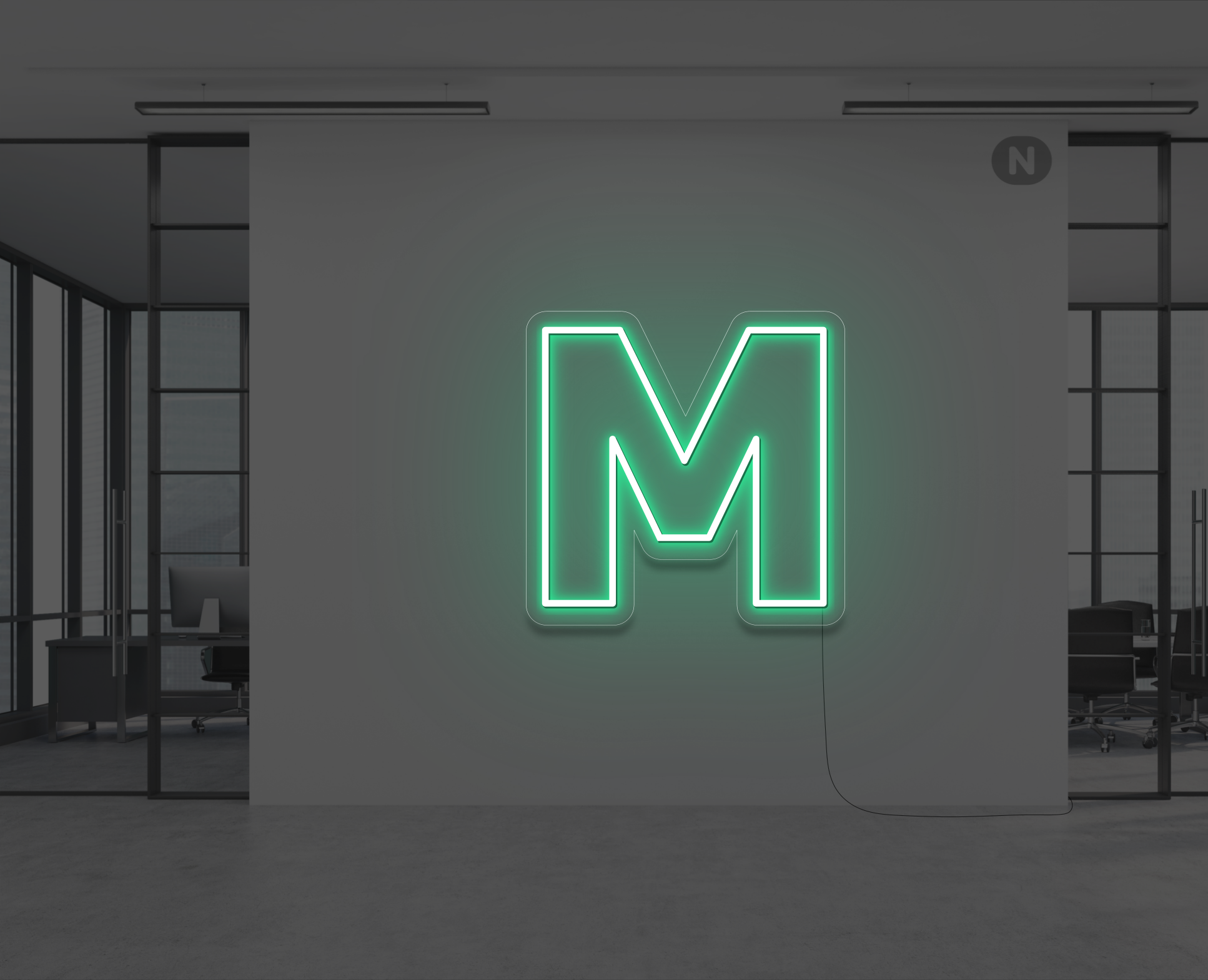 lettera-m-al-neon-verde