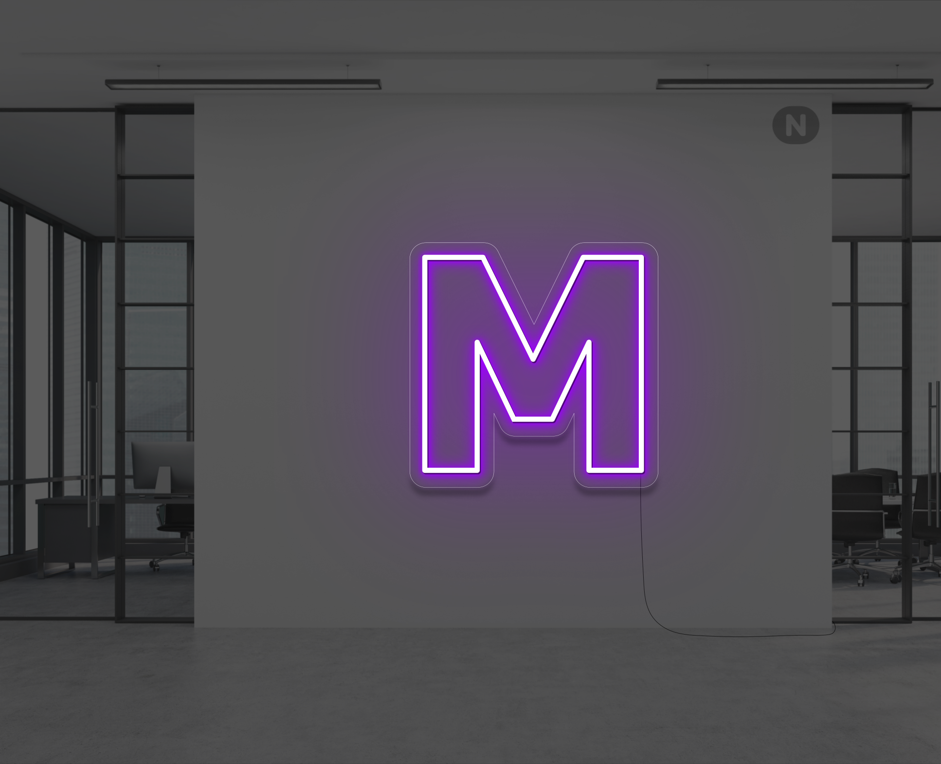 lettera-m-al-neon-viola