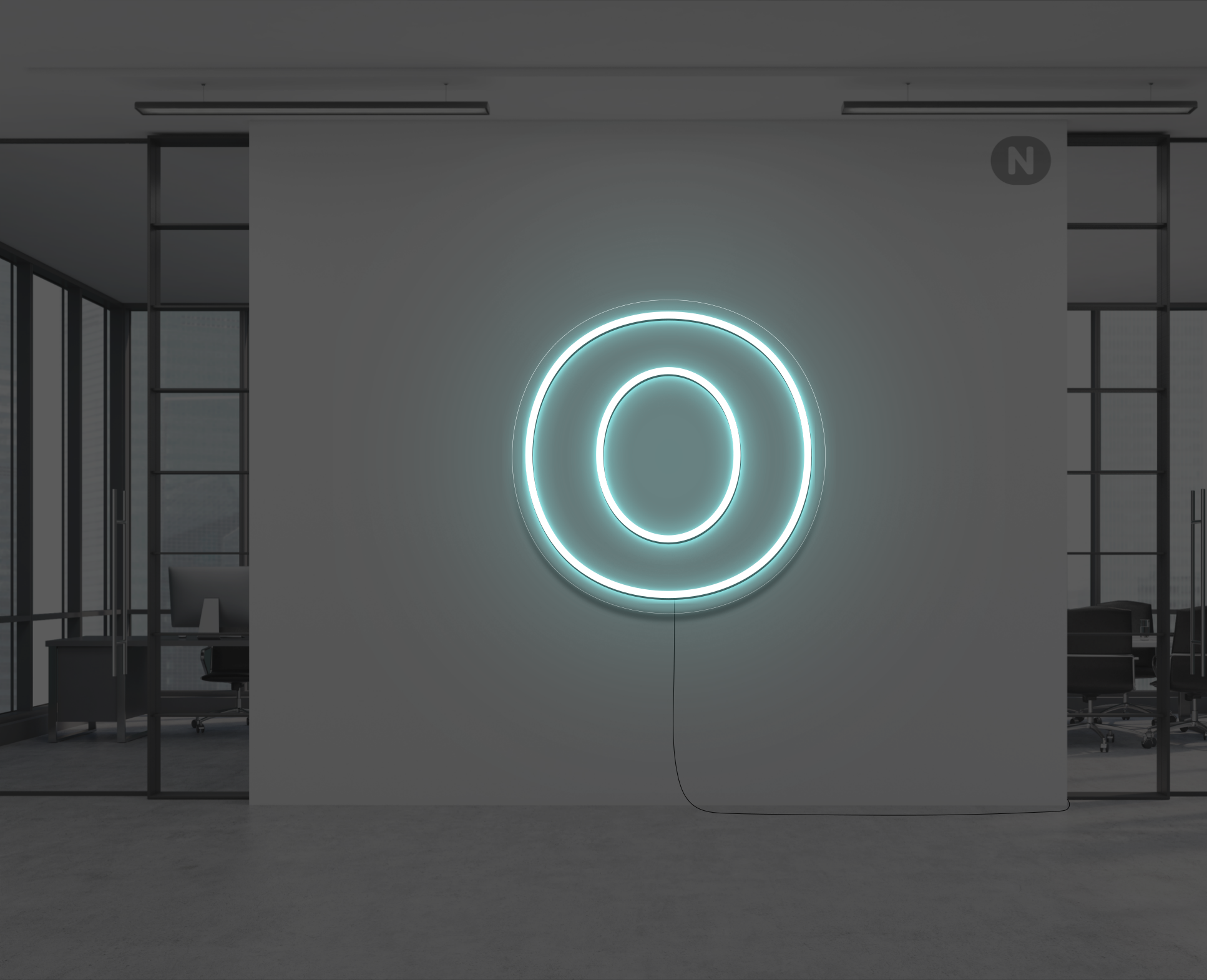 lettera-o-al-neon-blu-ghiaccio