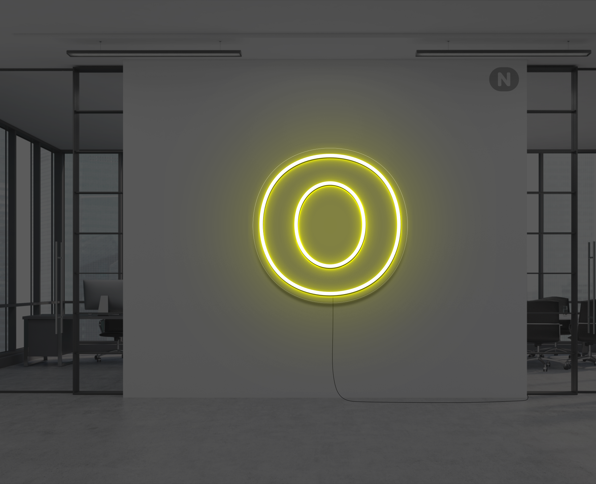 lettera-o-al-neon-giallo