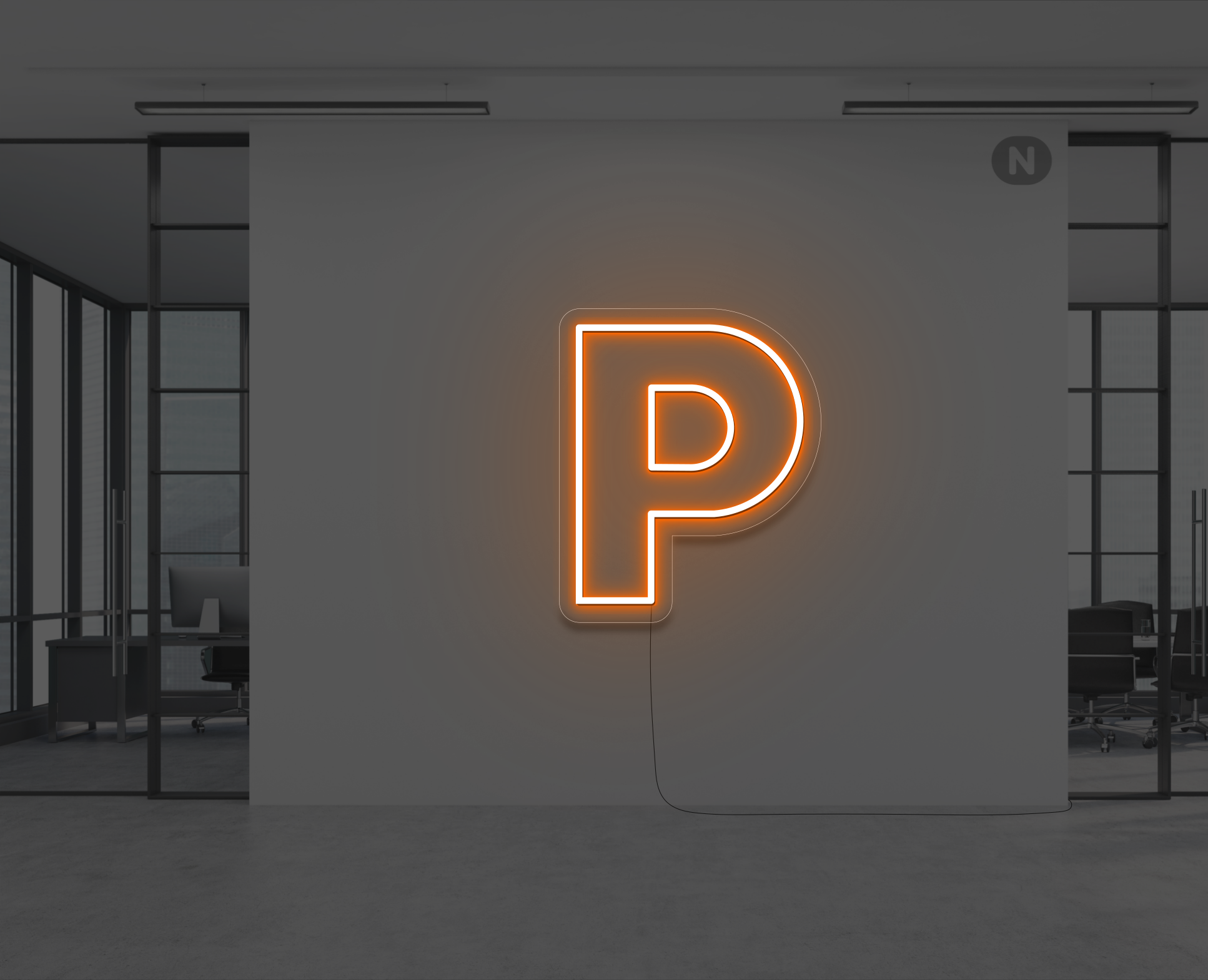 lettera-p-al-neon-arancio