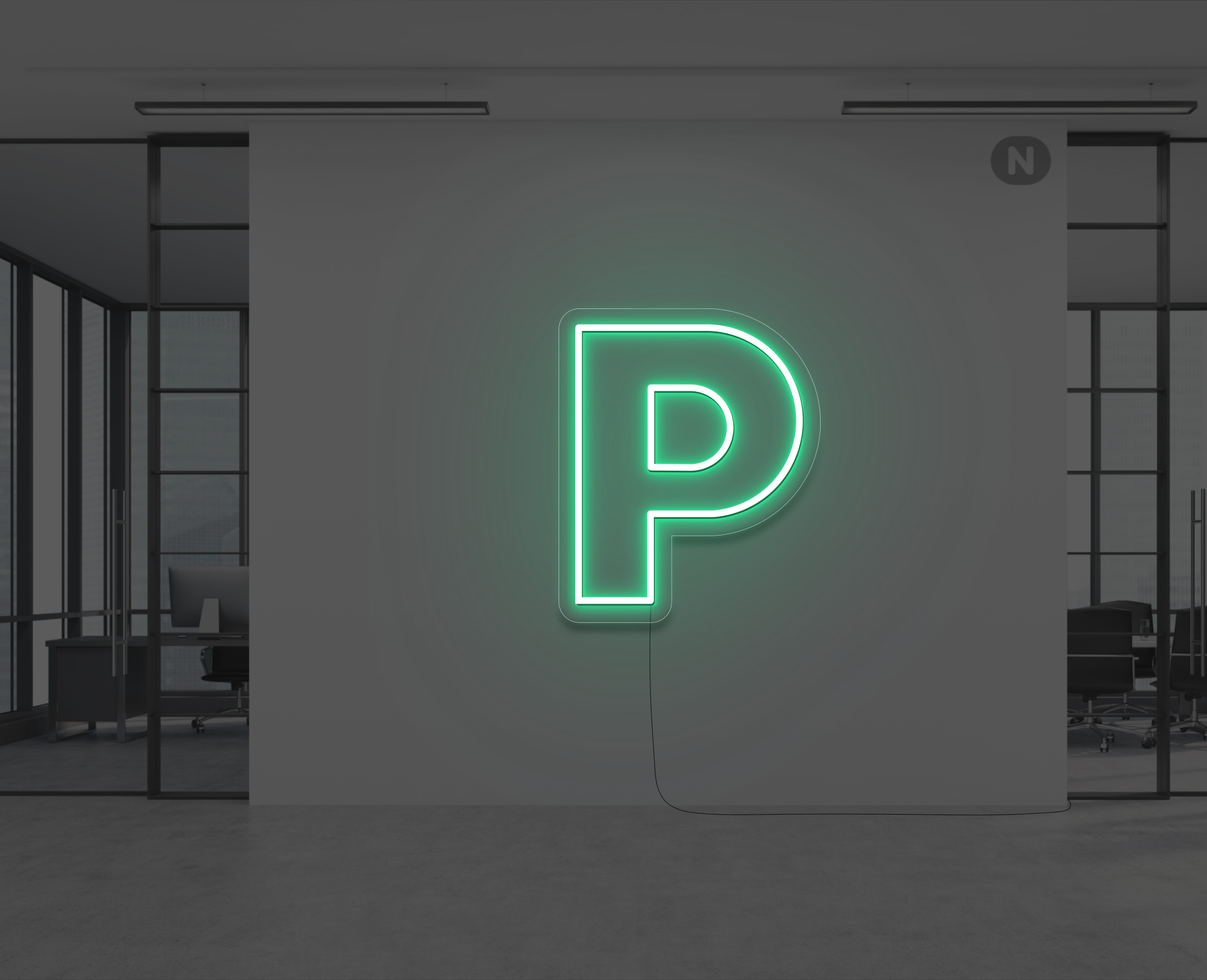 lettera-p-al-neon-verde