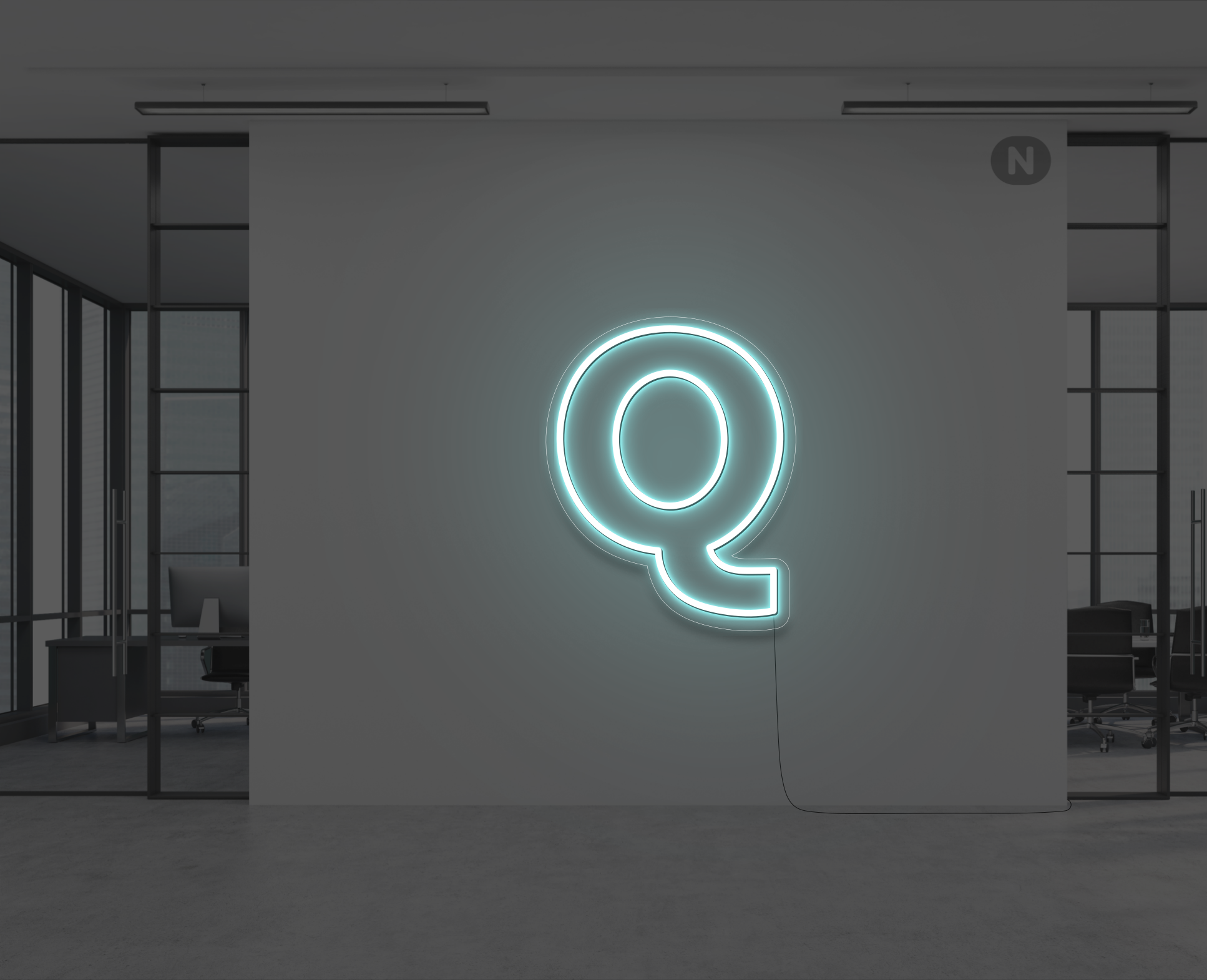 lettera-q-al-neon-blu-ghiaccio