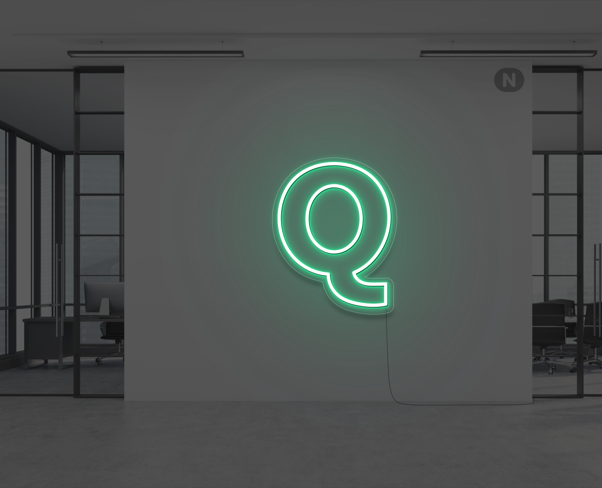 lettera-q-al-neon-verde