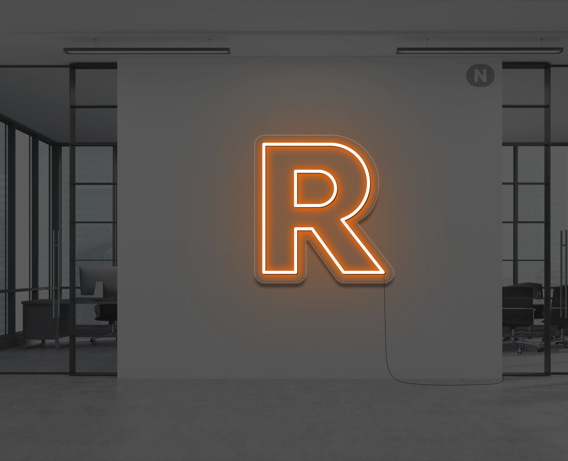 lettera-r-al-neon-arancio