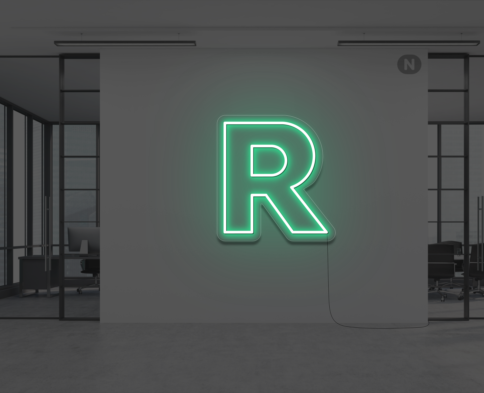 lettera-r-al-neon-verde