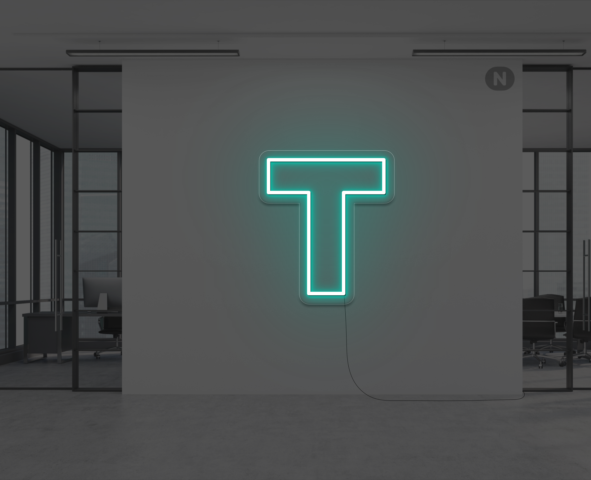 lettera-t-al-neon-turchese
