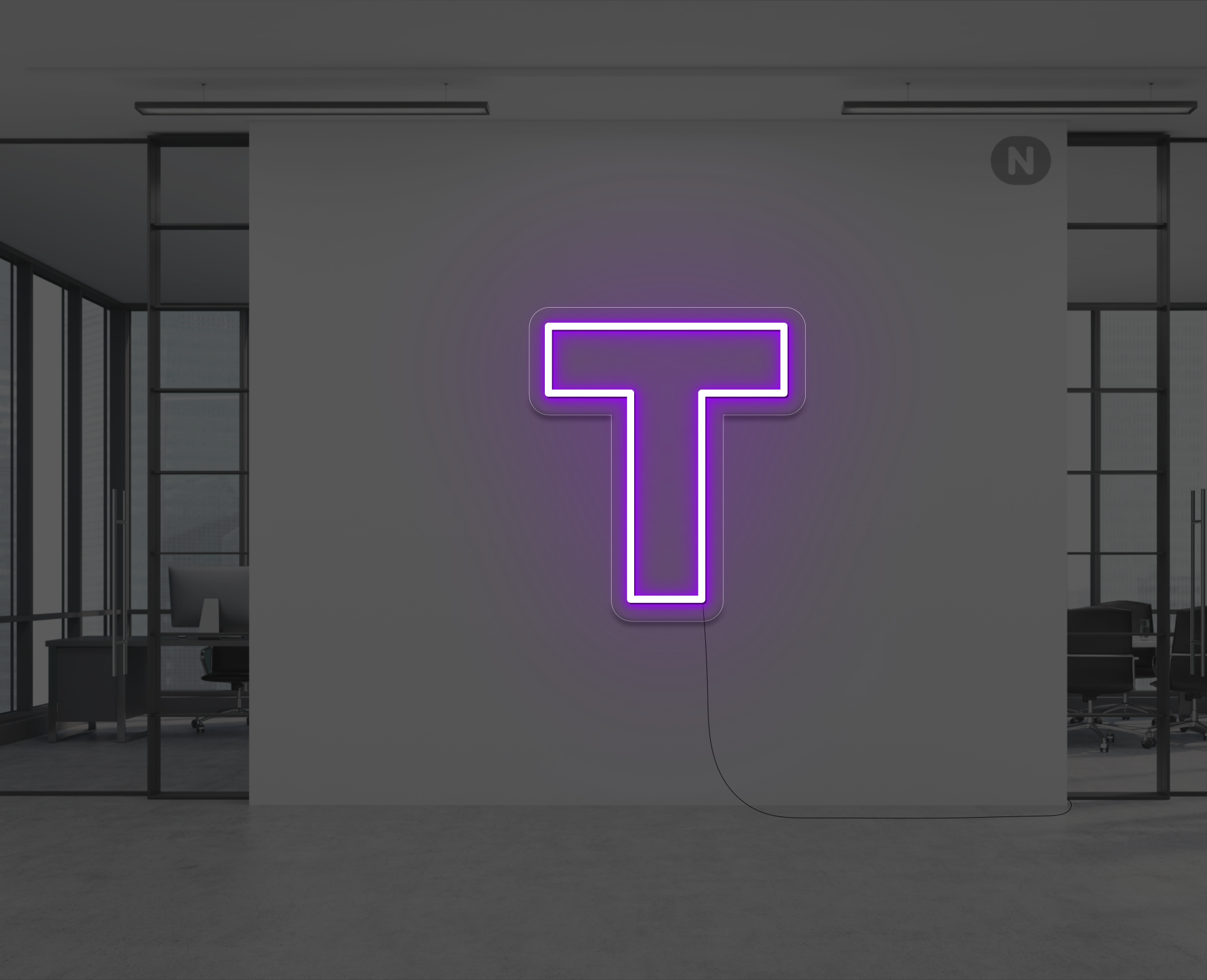lettera-t-al-neon-viola