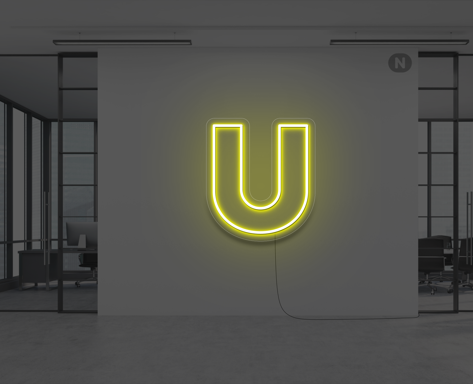 lettera-u-al-neon-giallo