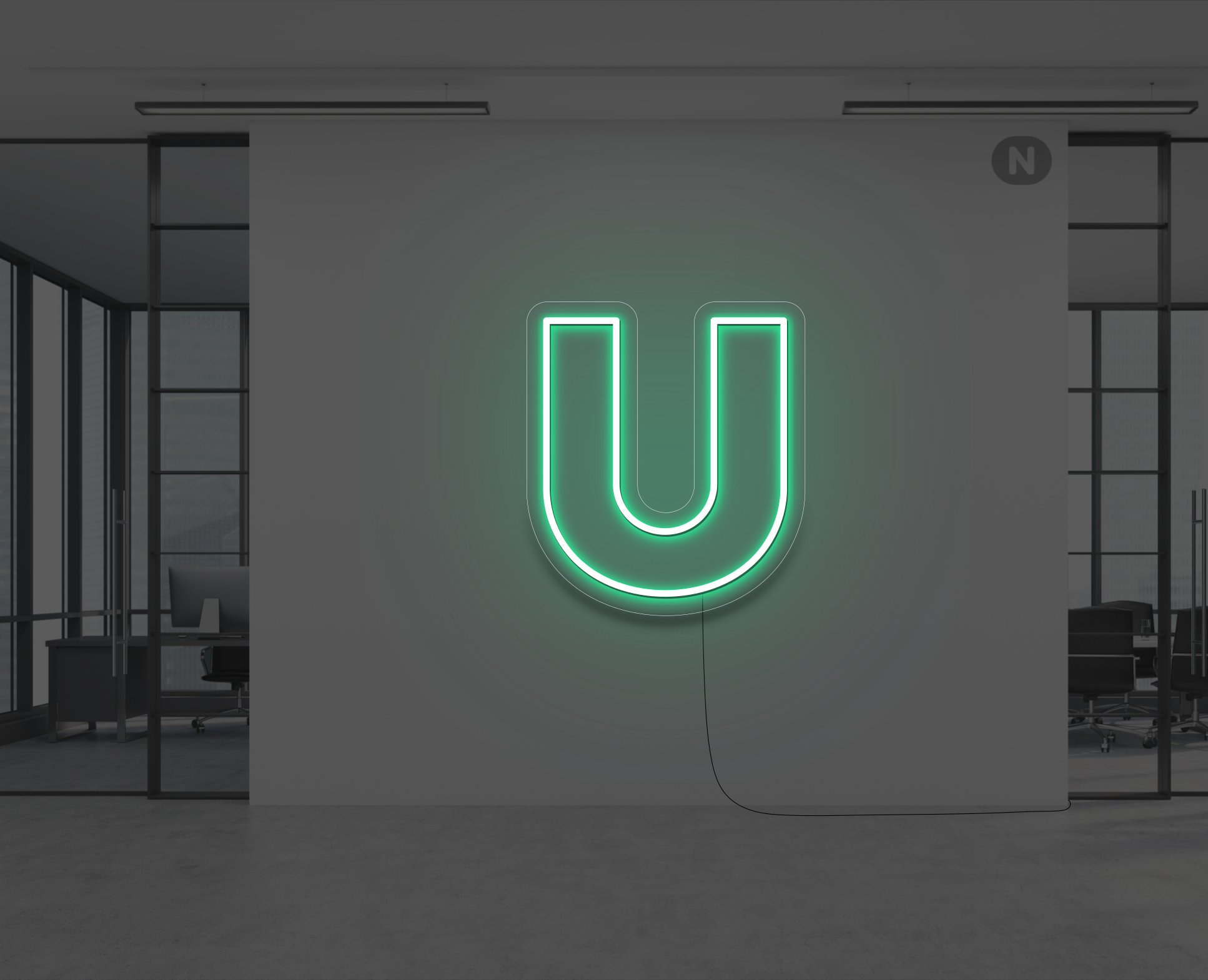 lettera-u-al-neon-verde