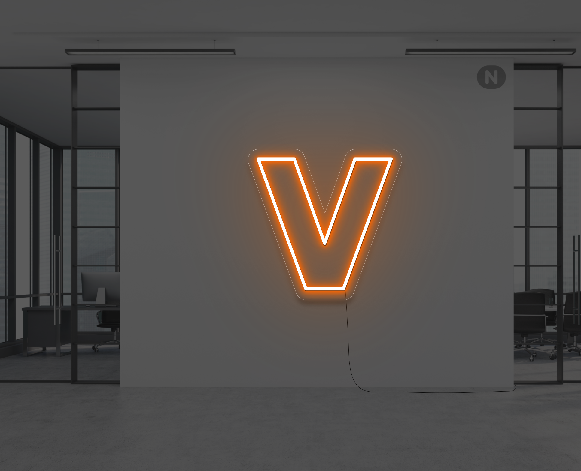 lettera-v-al-neon-arancio